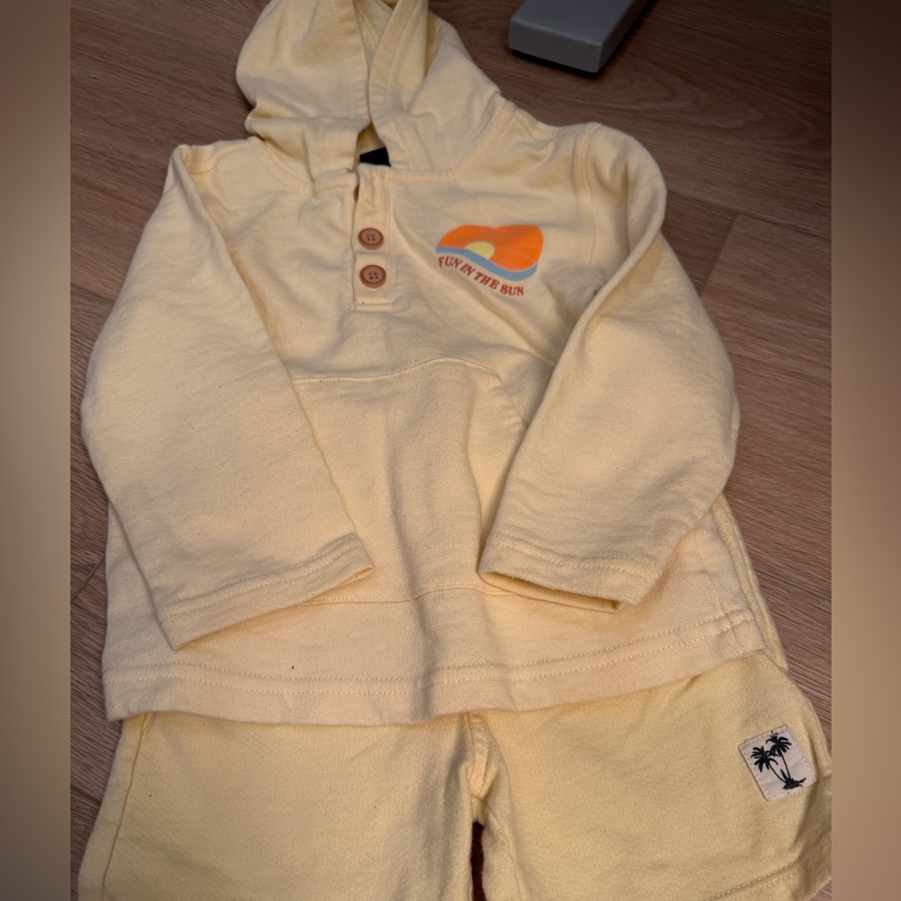Art Class Light Yellow Kids Hoodie and Shorts Set